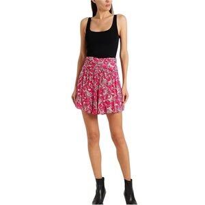 ISABEL ÉTOILE MARANT Calista Pleated Floral Ruche Waist Flare Skirt